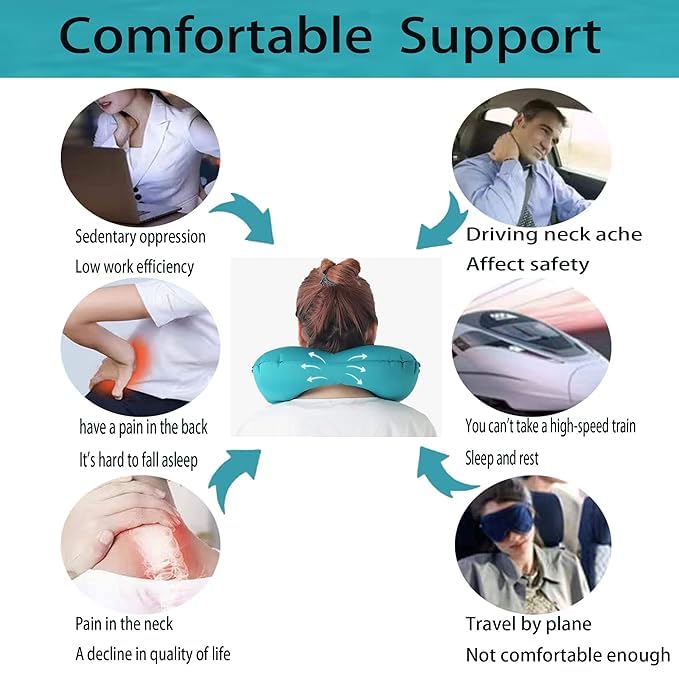 Inflatable Travel Neck Support Pillow Pack of 2