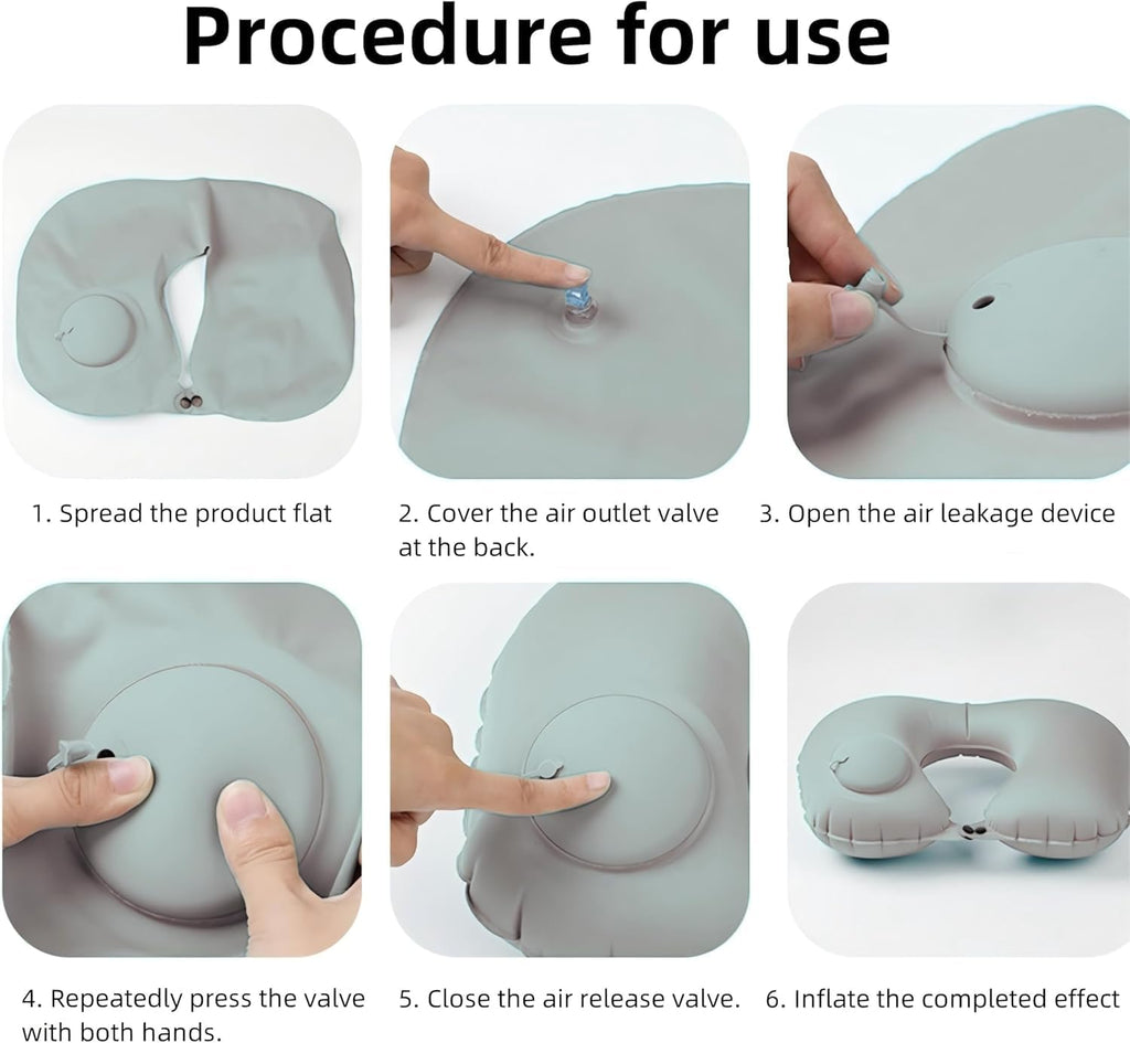 Inflatable Travel Neck Support Pillow Pack of 2