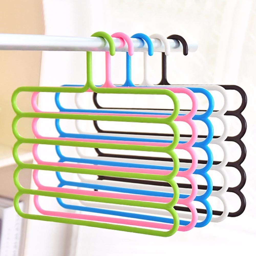 5-Layer Space-Saving Trouser Hanger Pack of 5