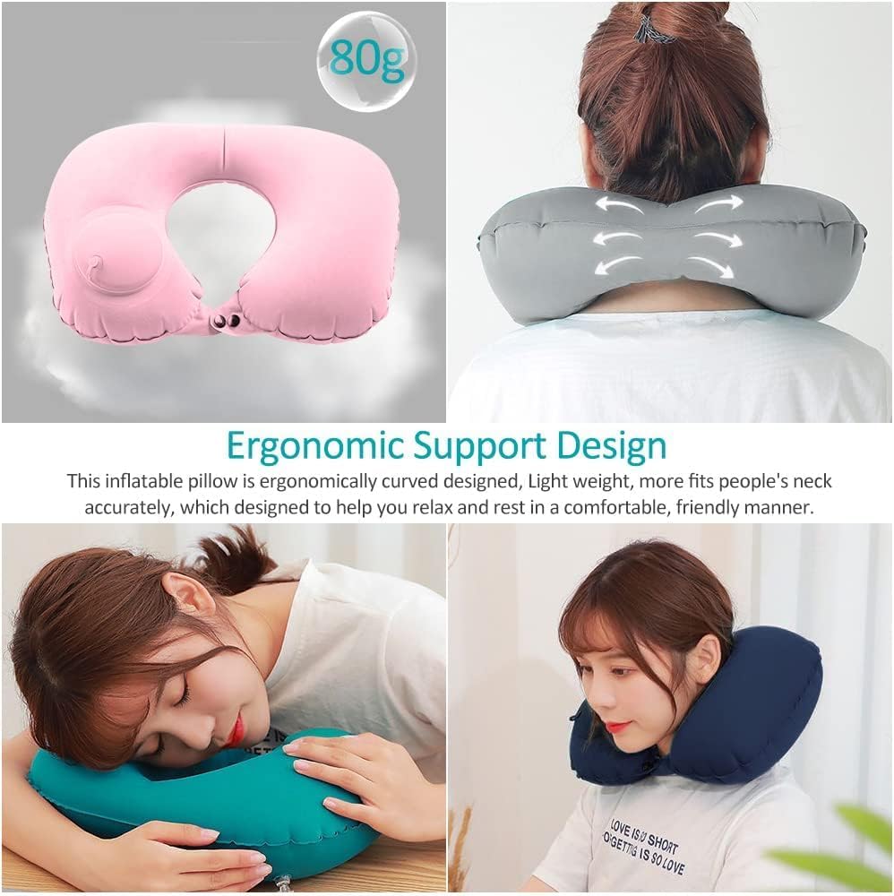 Inflatable Travel Neck Support Pillow Pack of 2