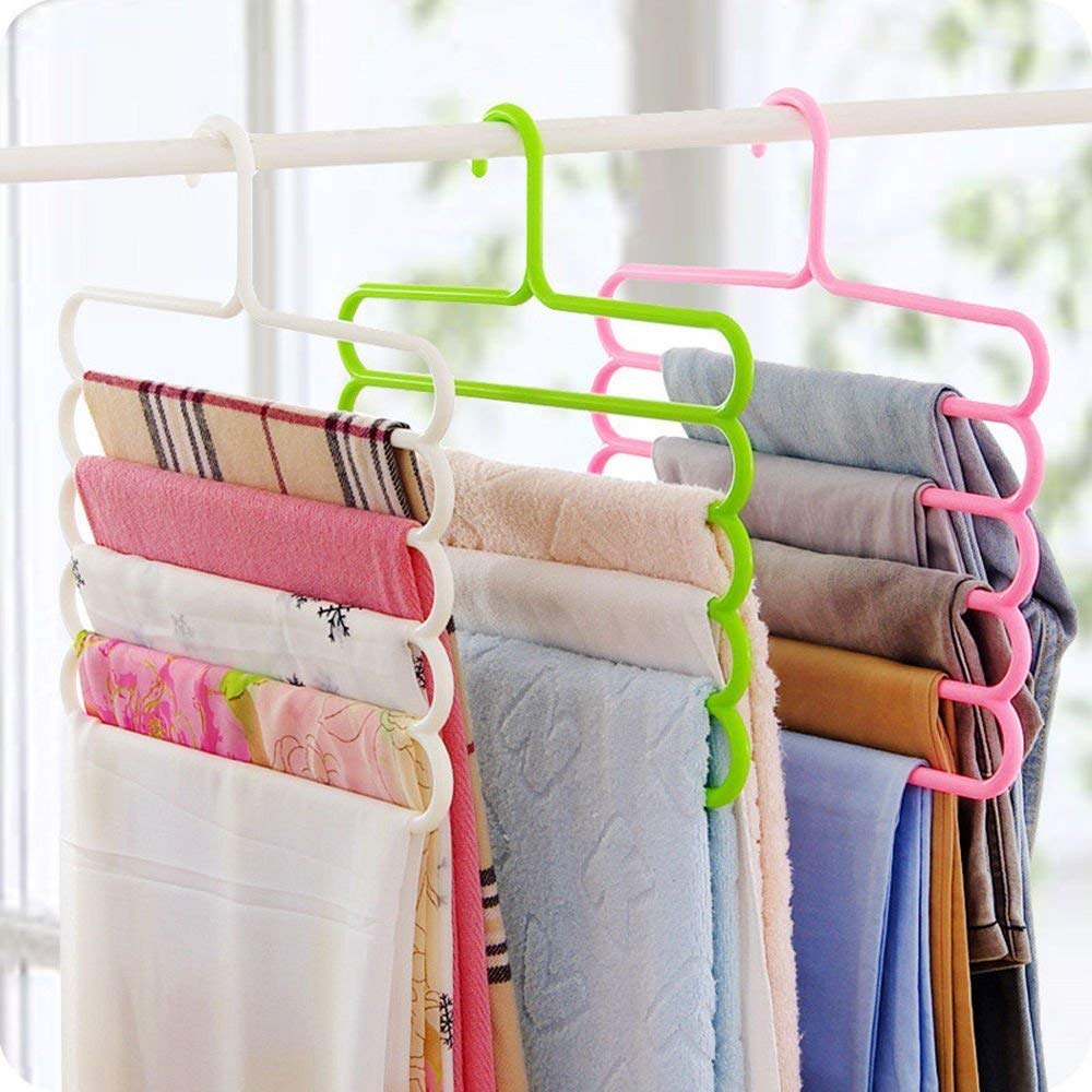 5-Layer Space-Saving Trouser Hanger Pack of 5
