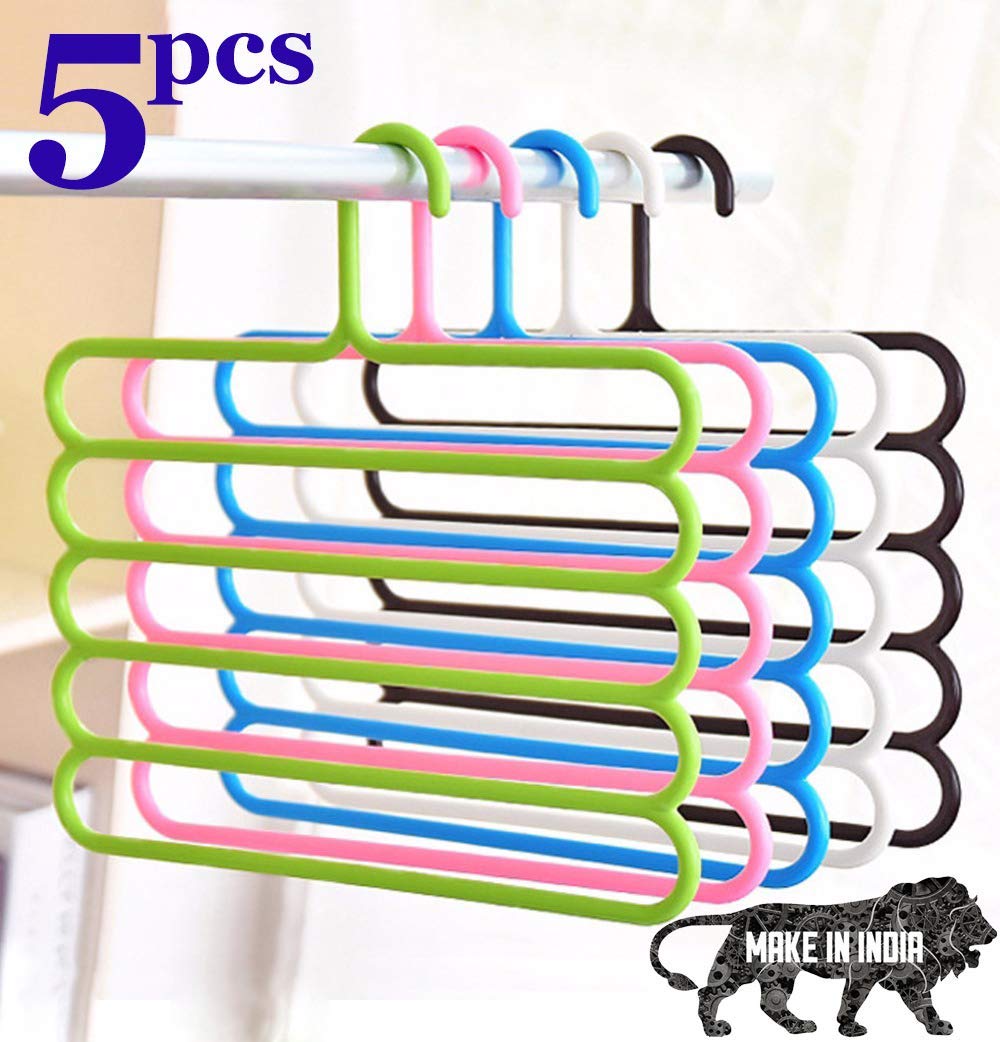 5-Layer Space-Saving Trouser Hanger Pack of 5