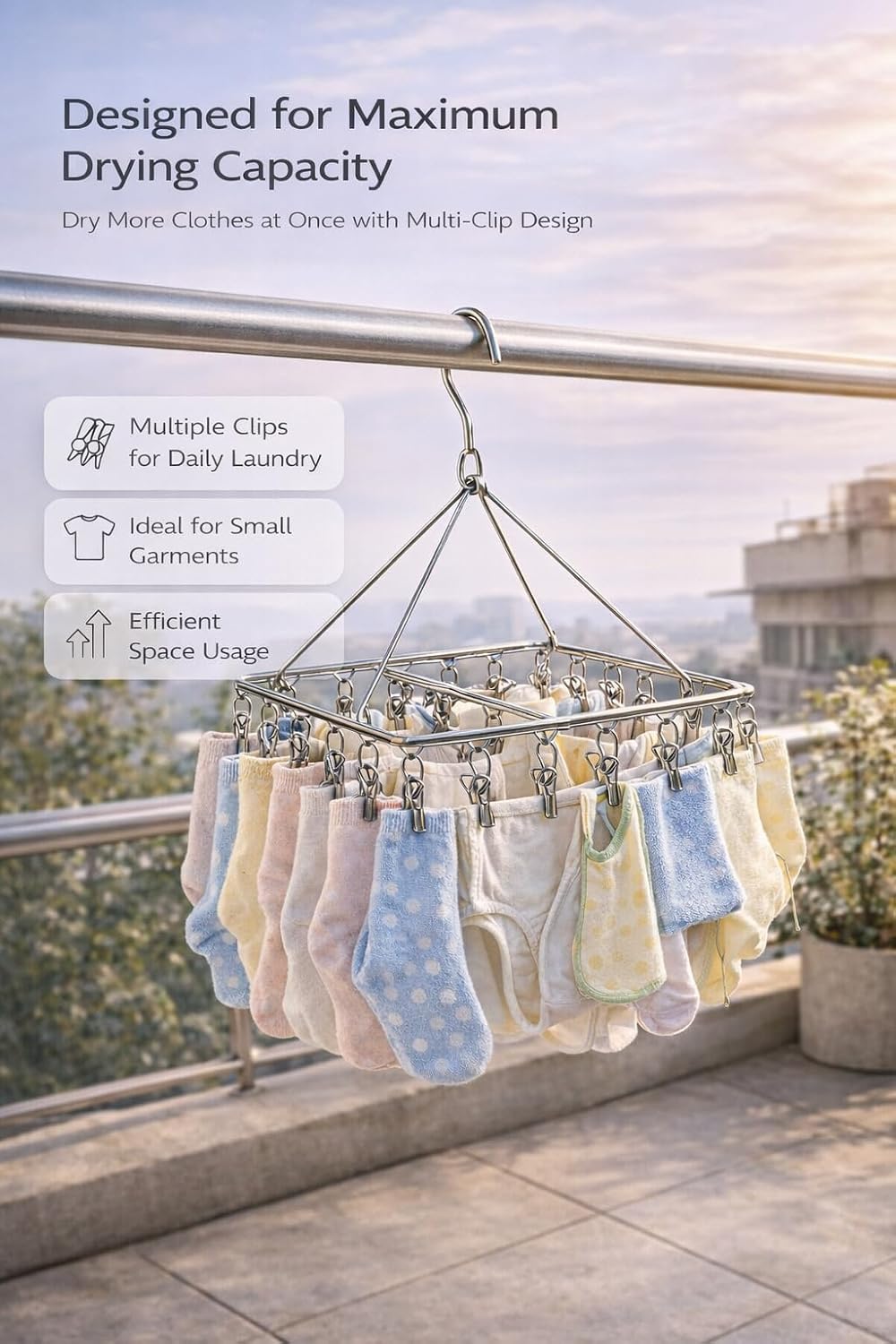 Stainless Steel Multi-Clip Drying Rack